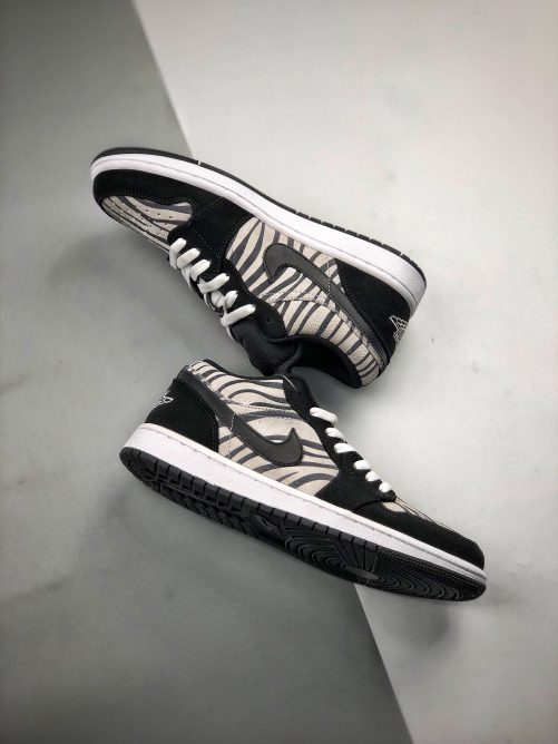 Air Jordan 1 Low Zebra Black/White-Sail On Sale – Sneaker Hello