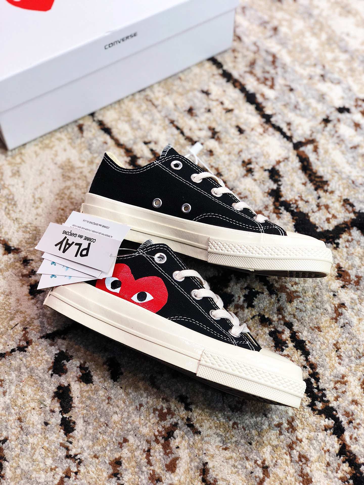 CDG Play Converse Chuck Taylor All 70 Low Black For Sale – Sneaker Hello