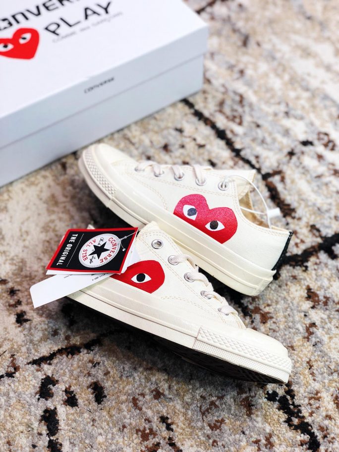 CDG Play x Converse Chuck Taylor All Star 70 Low White For Sale ...