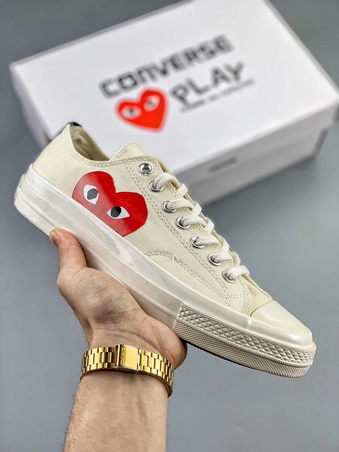 CDG Play x Converse Chuck Taylor All Star 70 Low White For Sale ...