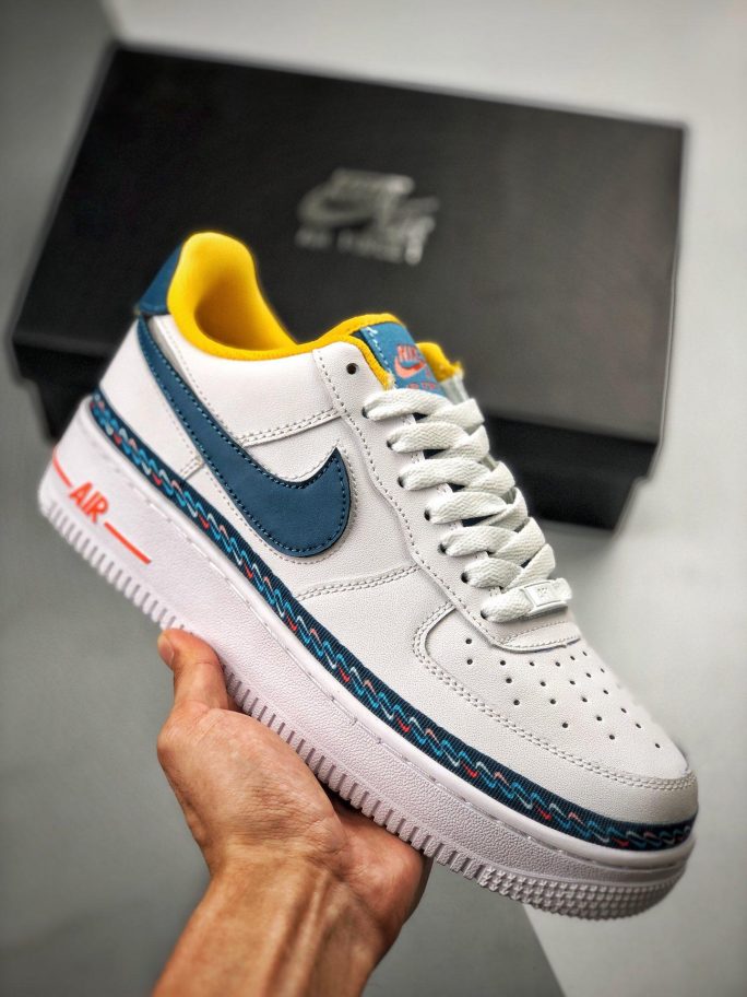 Nike Air Force 1 Low ‘Swoosh Chain’ White Blue Orange For Sale ...
