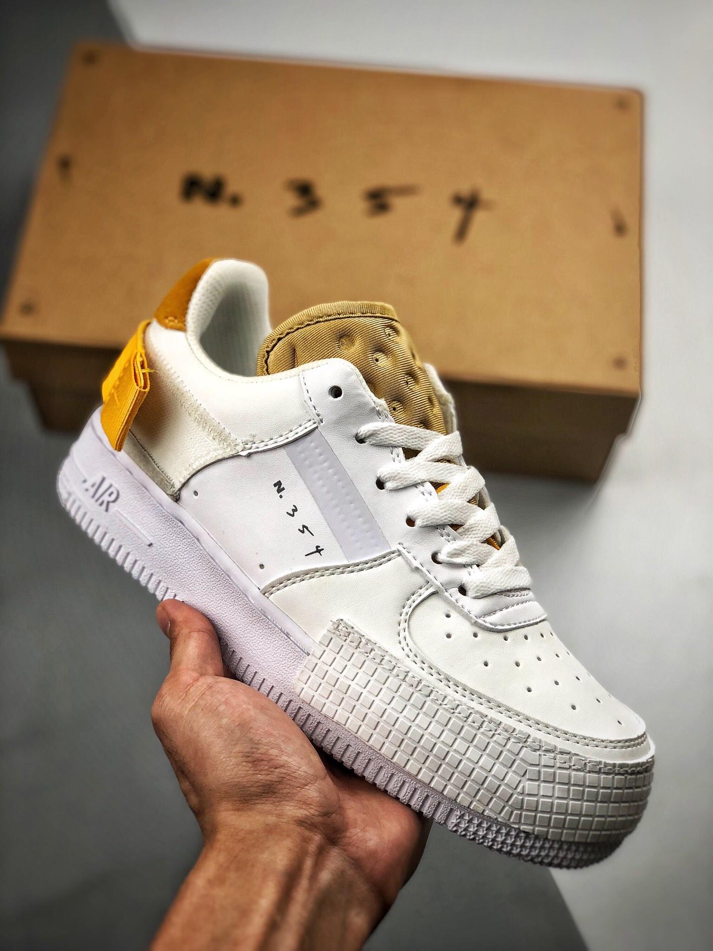 Nieuwjaar Londen Besluit Nike N354 Air Force 1 Type White Gold Yellow For Sale – Sneaker Hello