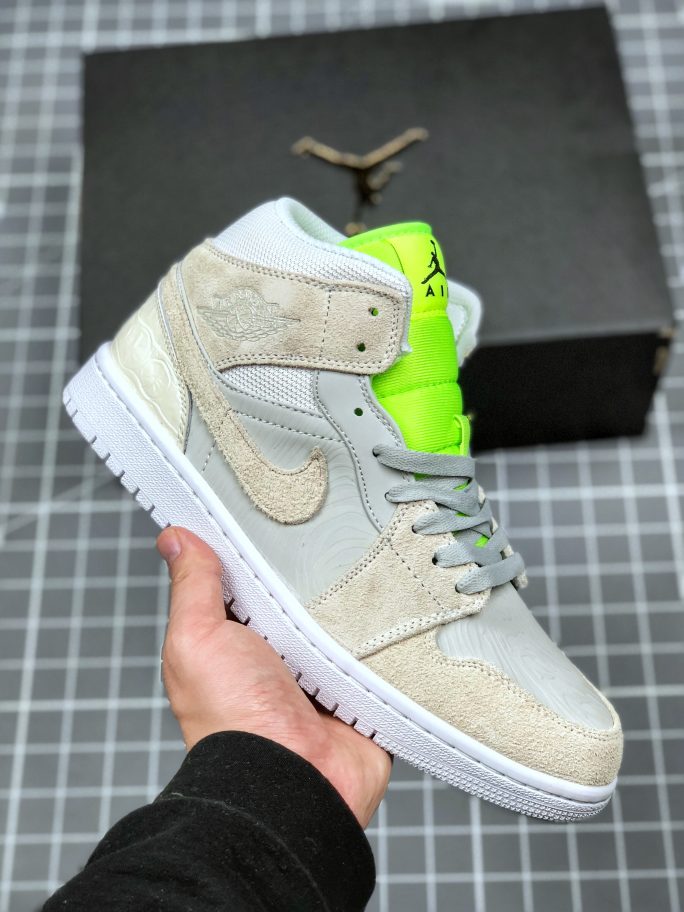 Air Jordan 1 Mid Vast Grey/Ghost Green-White For Sale – Sneaker Hello