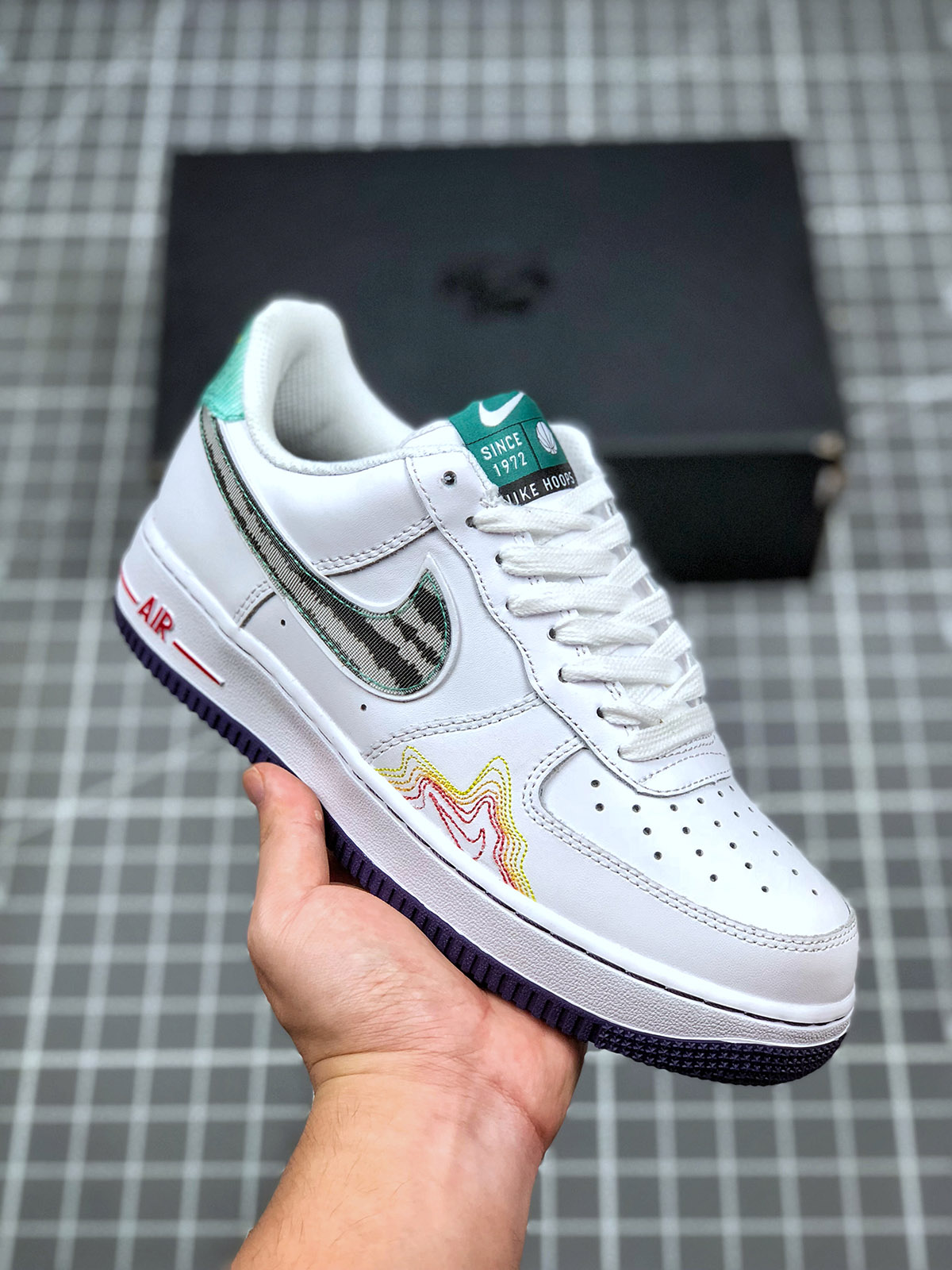 Nike Air Force 1 Low ‘Hoops’ White Green Purple For Sale – Sneaker Hello
