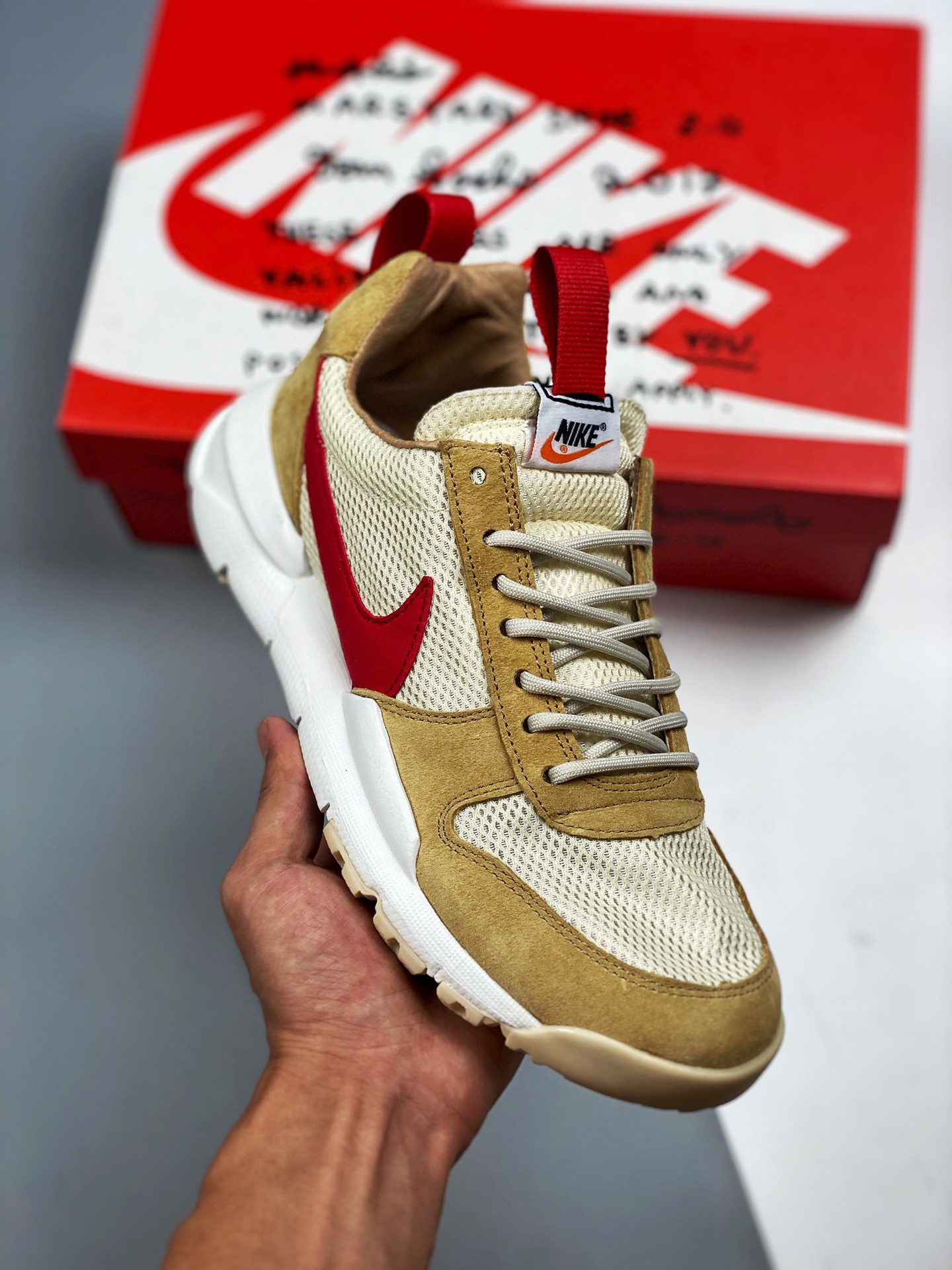 Tom Sachs x Nike Mars Yard 2.0 Natural/Sport Red-Maple For Sale