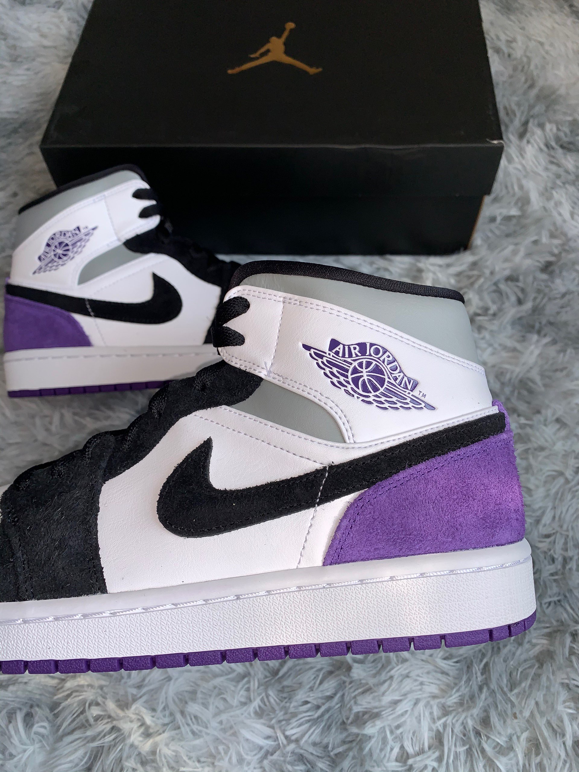 Air Jordan 1 Mid Purple Black Suede Heels For Sale Sneaker Hello