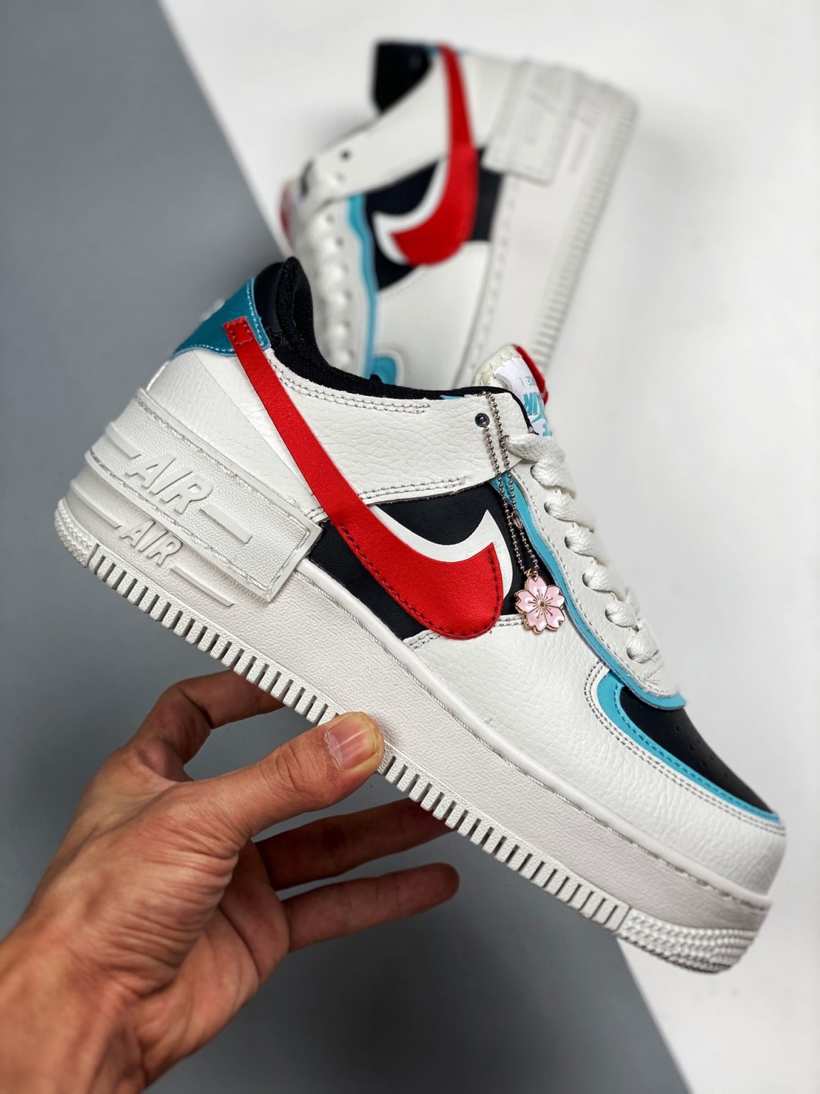 Nike Air Force 1 Shadow White/Bleached Aqua-Black-Chile Red For Sale ...