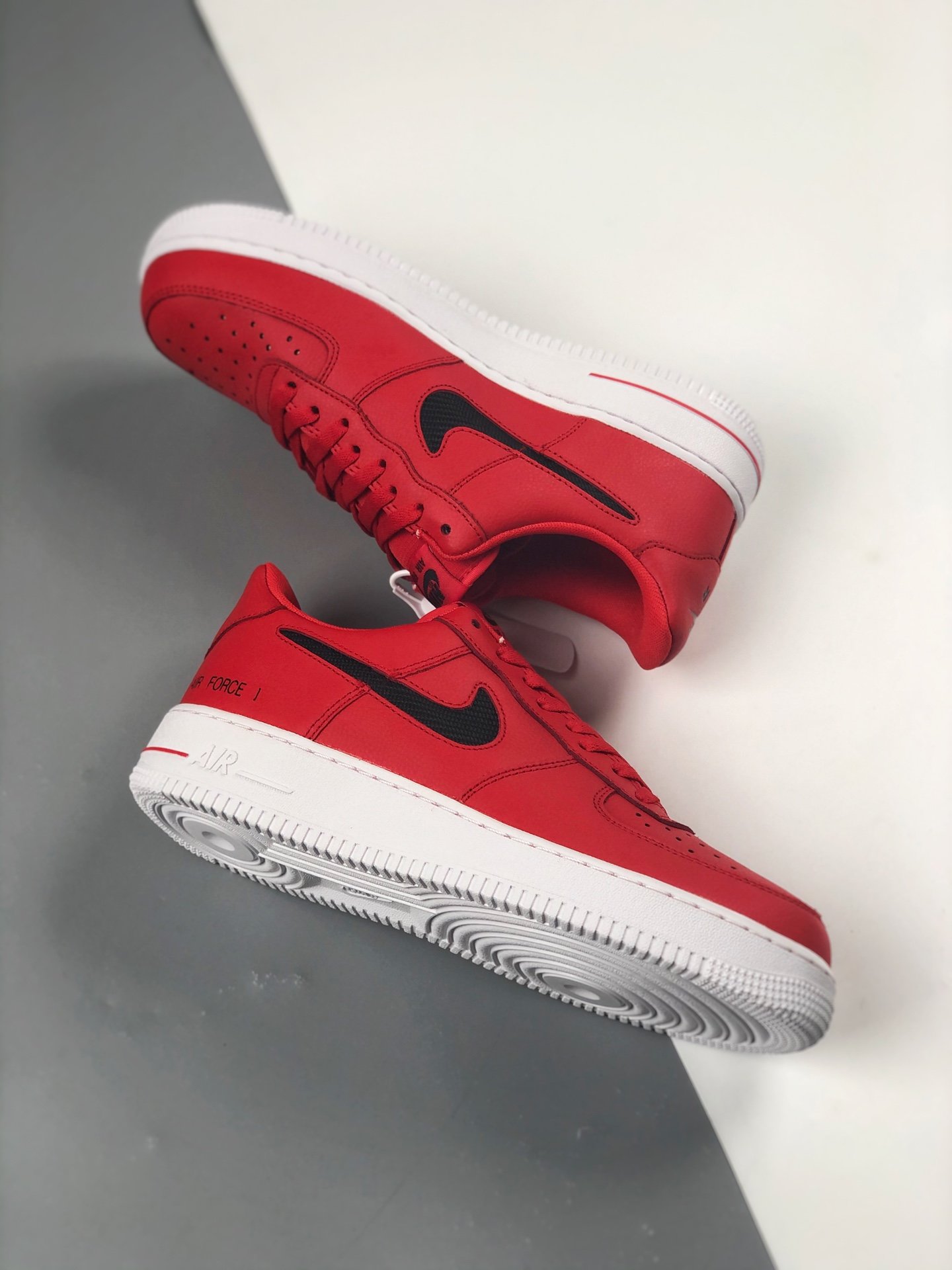Nike Air Force 1 Red With Cut-Out Swooshes For Sale – Sneaker Hello