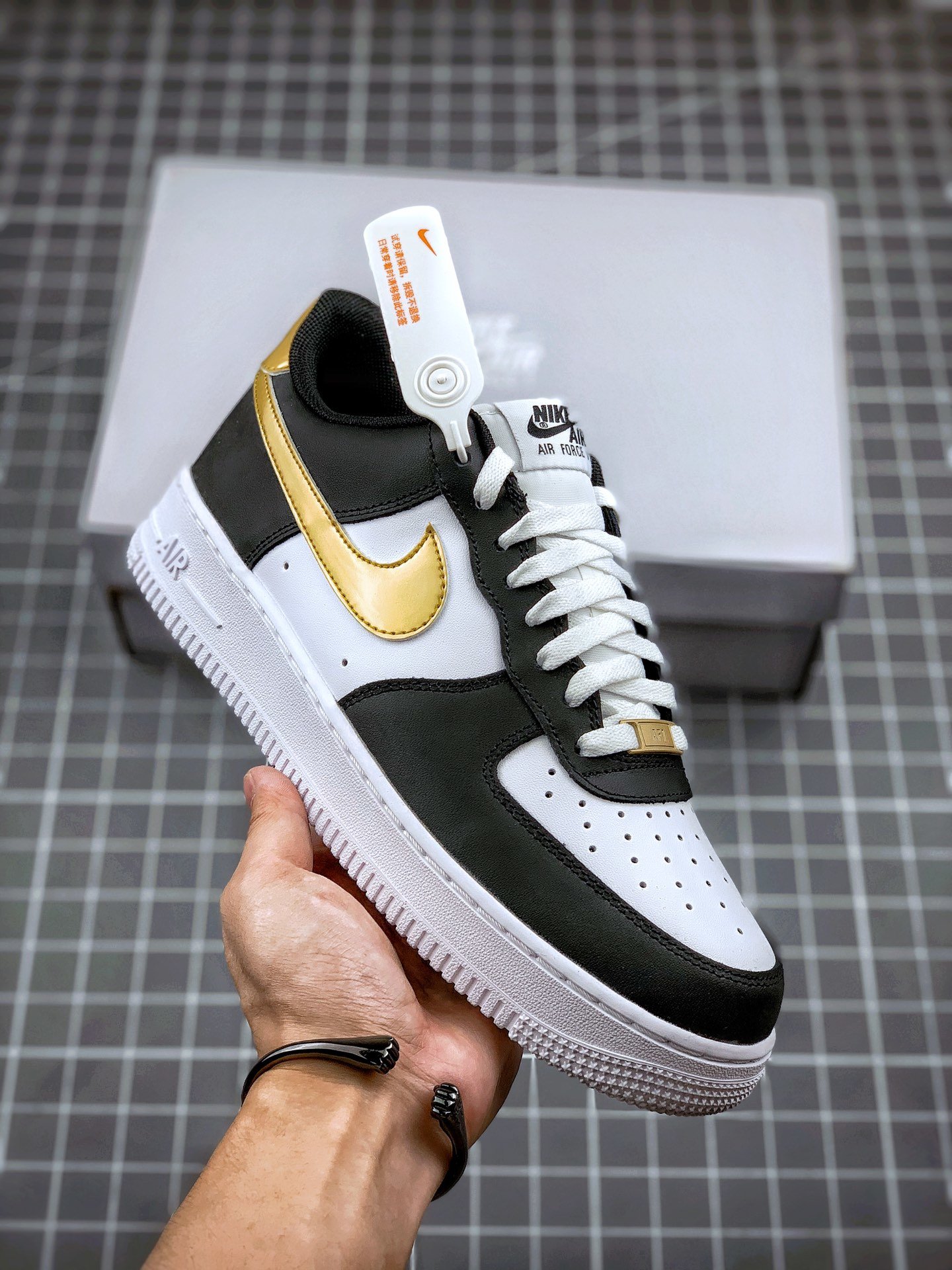 Nike Air Force 1 Low Black White Metallic Gold For Sale – Sneaker 