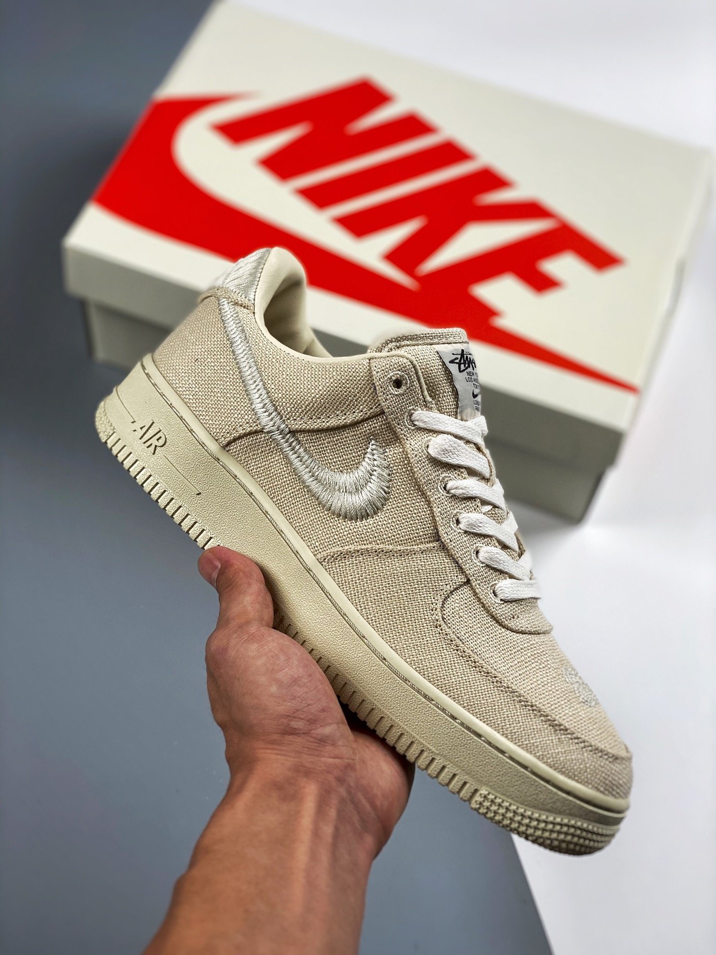 Stussy x Nike Air Force 1 Low Fossil Stone CZ9084-200 For Sale 