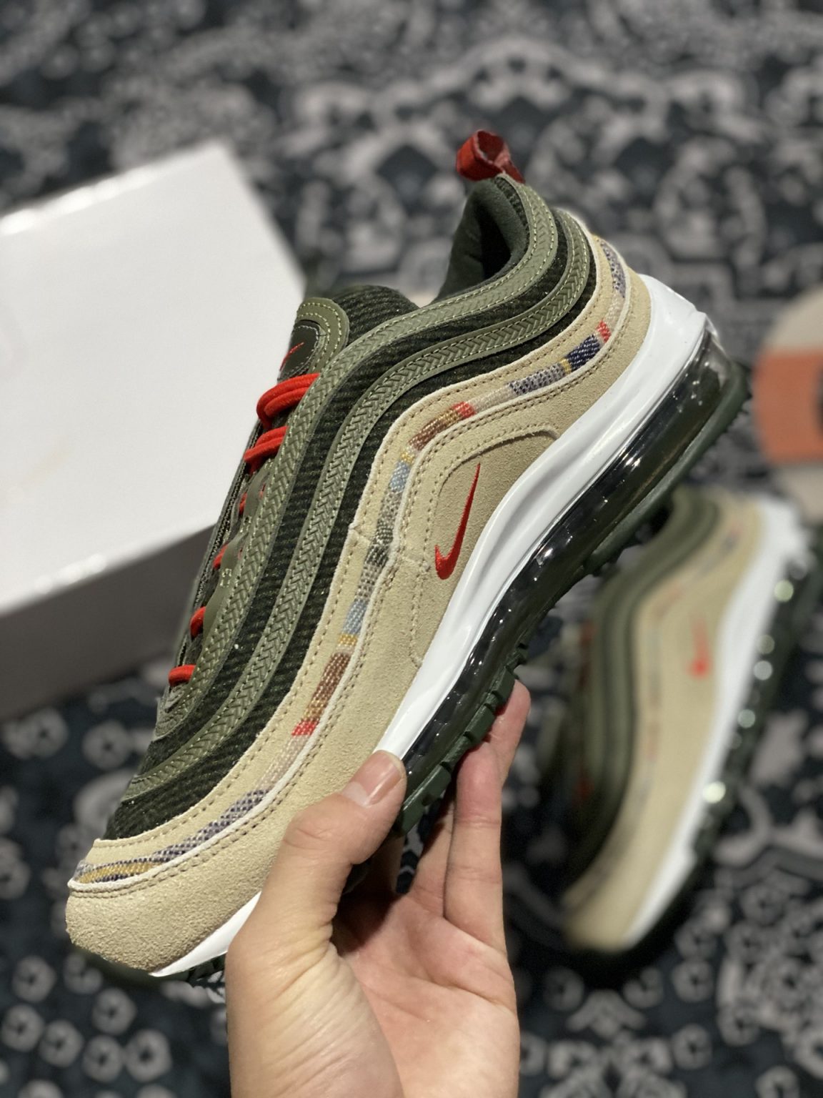 Pendleton x Nike Air Max 97 By You Black Olive For Sale – Sneaker Hello