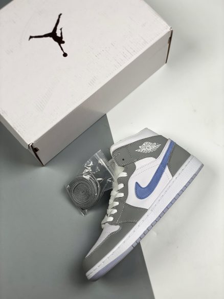 Air Jordan 1 Mid White Grey Blue With Icy Soles – Sneaker Hello