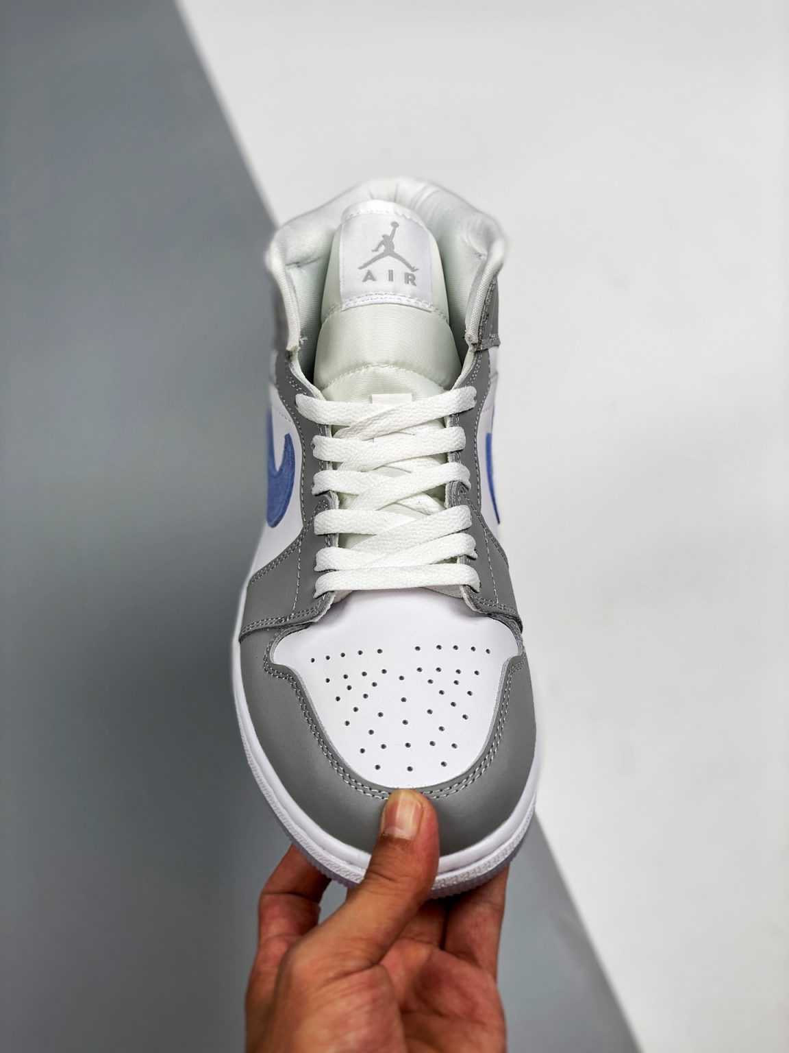 Air Jordan 1 Mid White Grey Blue With Icy Soles – Sneaker Hello