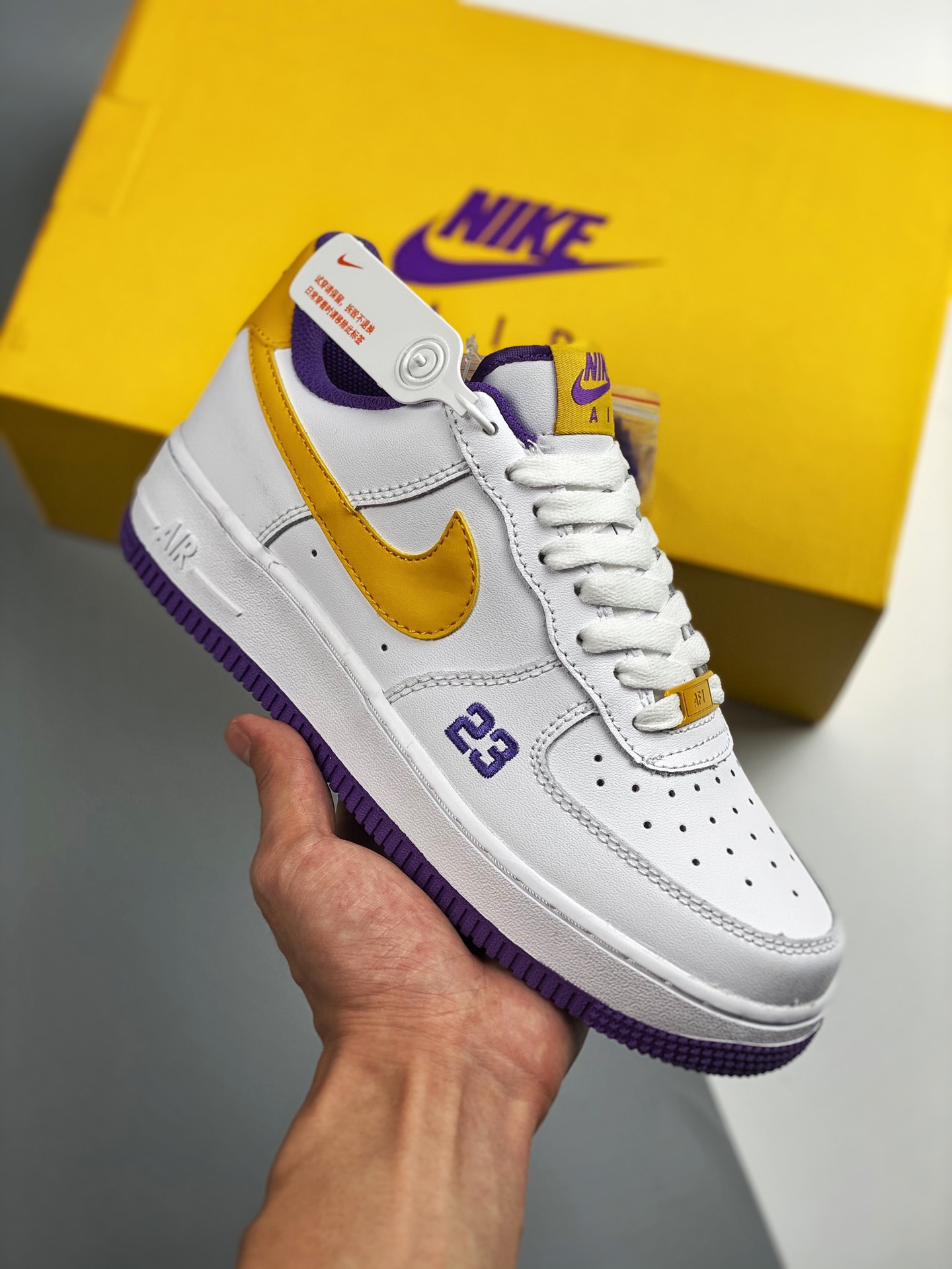 Custom Nike Air Force 1 Low 'Lakers' White Yellow Purple – Sneaker ...