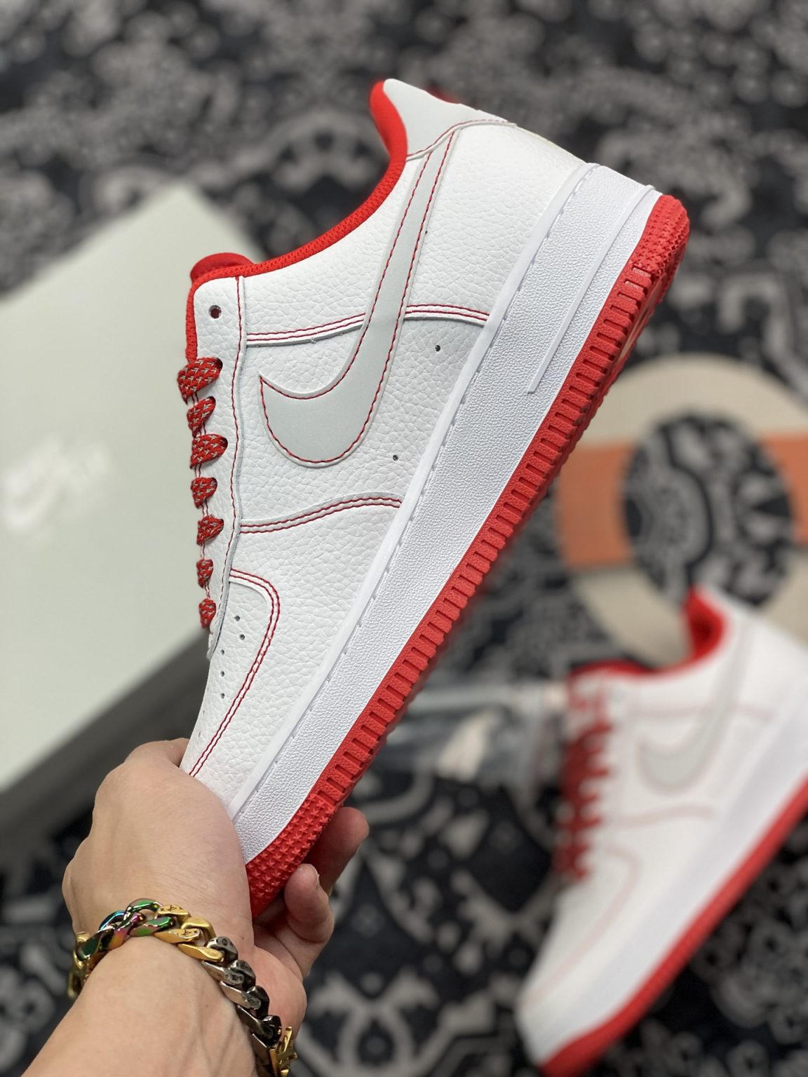Nike Air Force 1 White University Red Stitch For Sale – Sneaker Hello