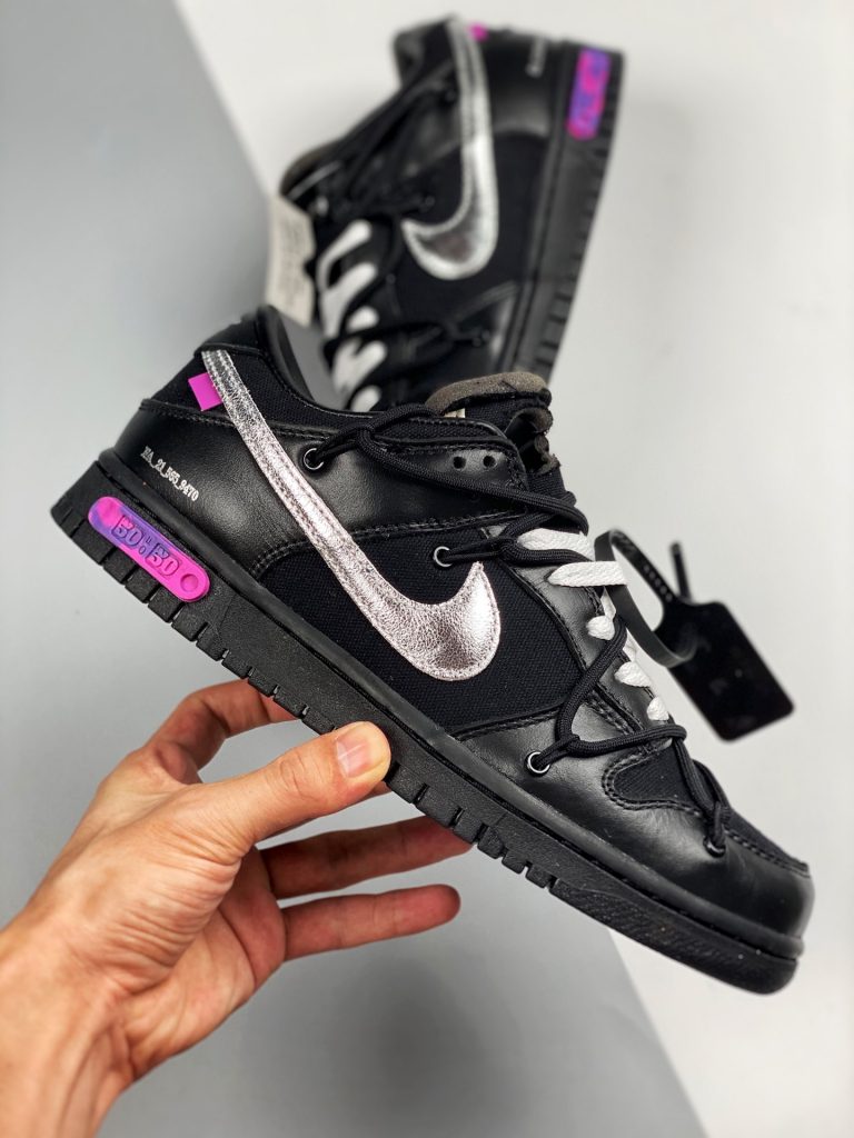 Off-White x Nike Dunk Low “The 50” Black Silver For Sale – Sneaker Hello