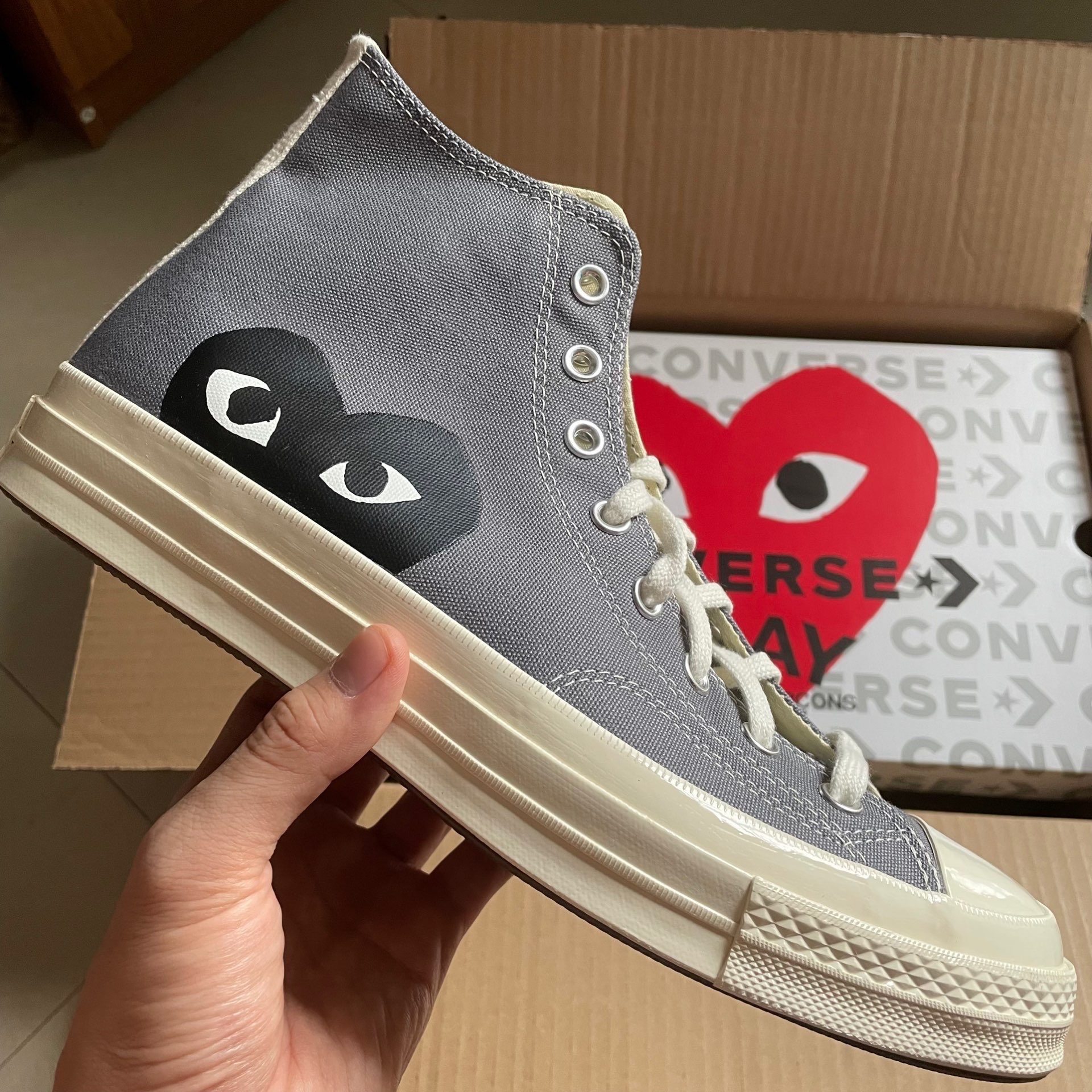 CDG Play x Converse Chuck Taylor All Star 70 Hi Grey For Sale – Sneaker ...