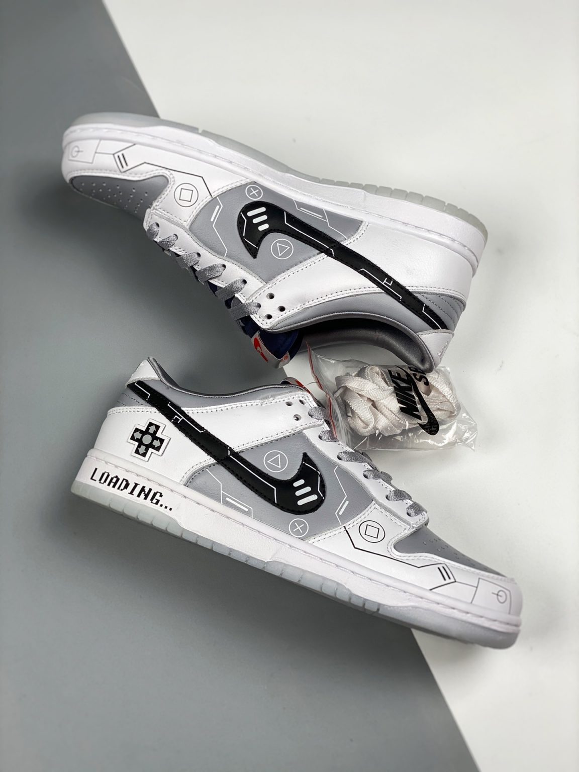 Custom Nike Dunk Low White Grey Black For Sale – Sneaker Hello