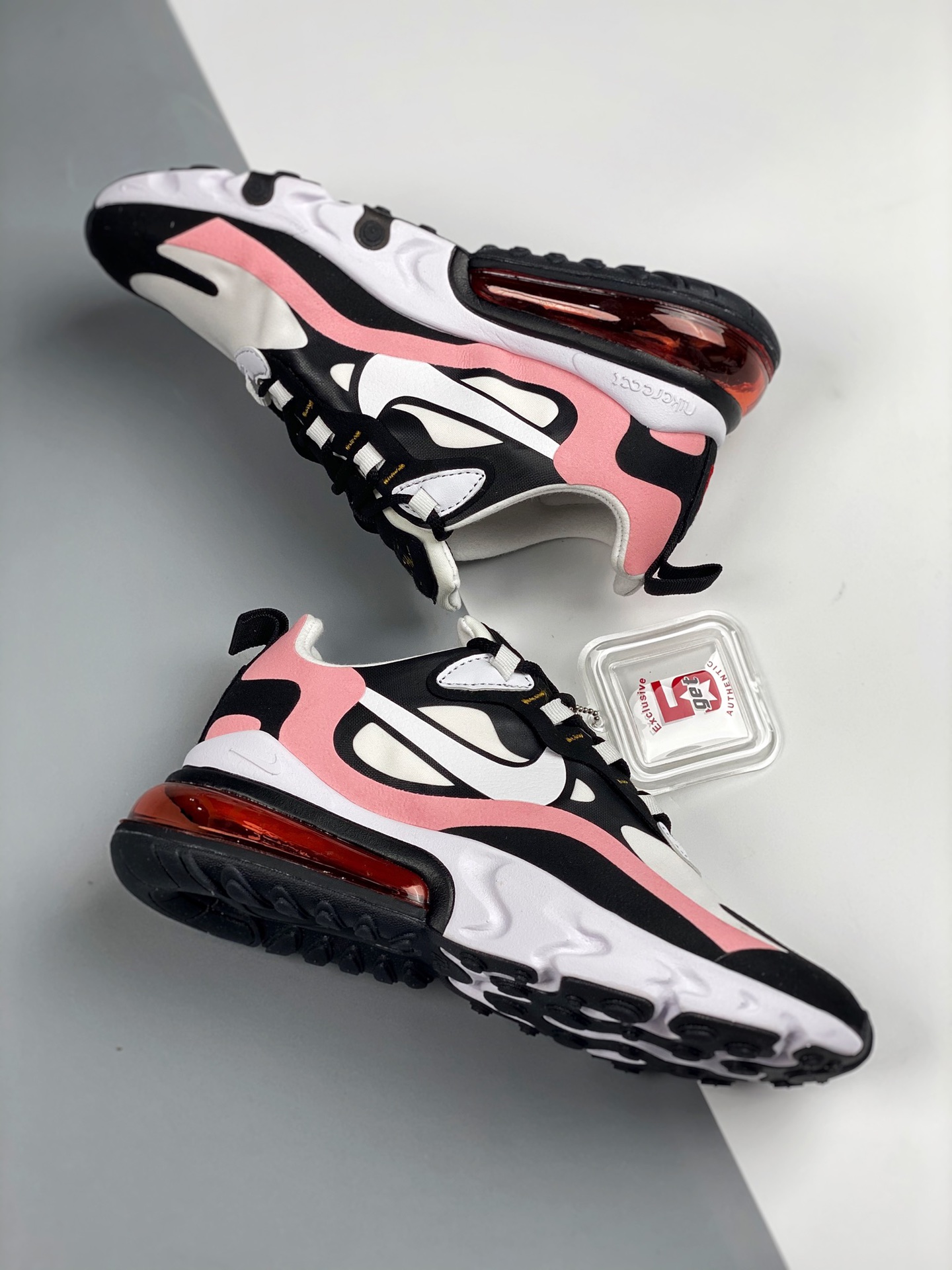 Nike Air Max 270 React Black White Bleached Coral Metallic Gold For Sale Sneaker Hello