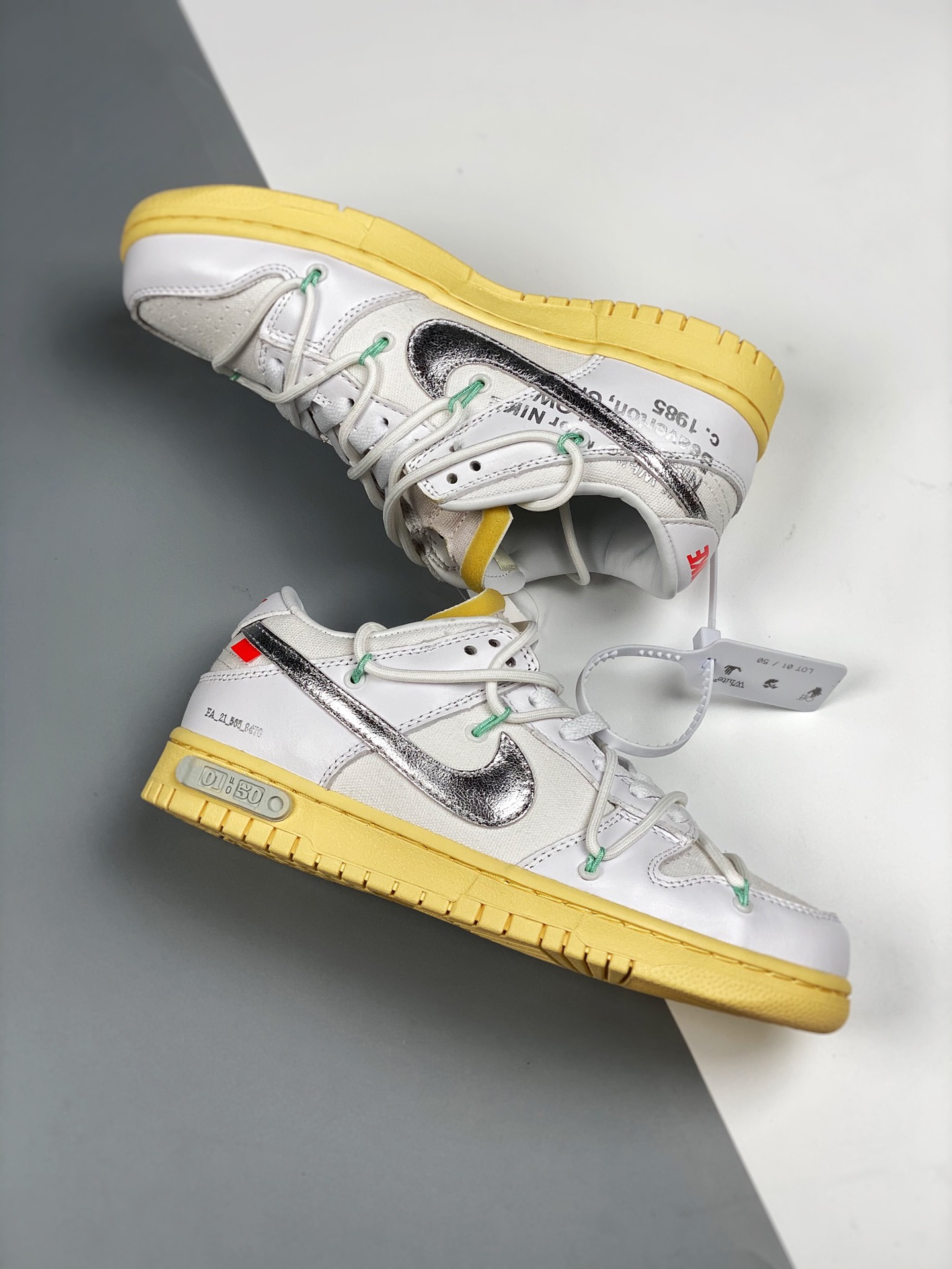 Off-White x Nike Dunk Low “01 To 50” White Silver Gum For Sale ...