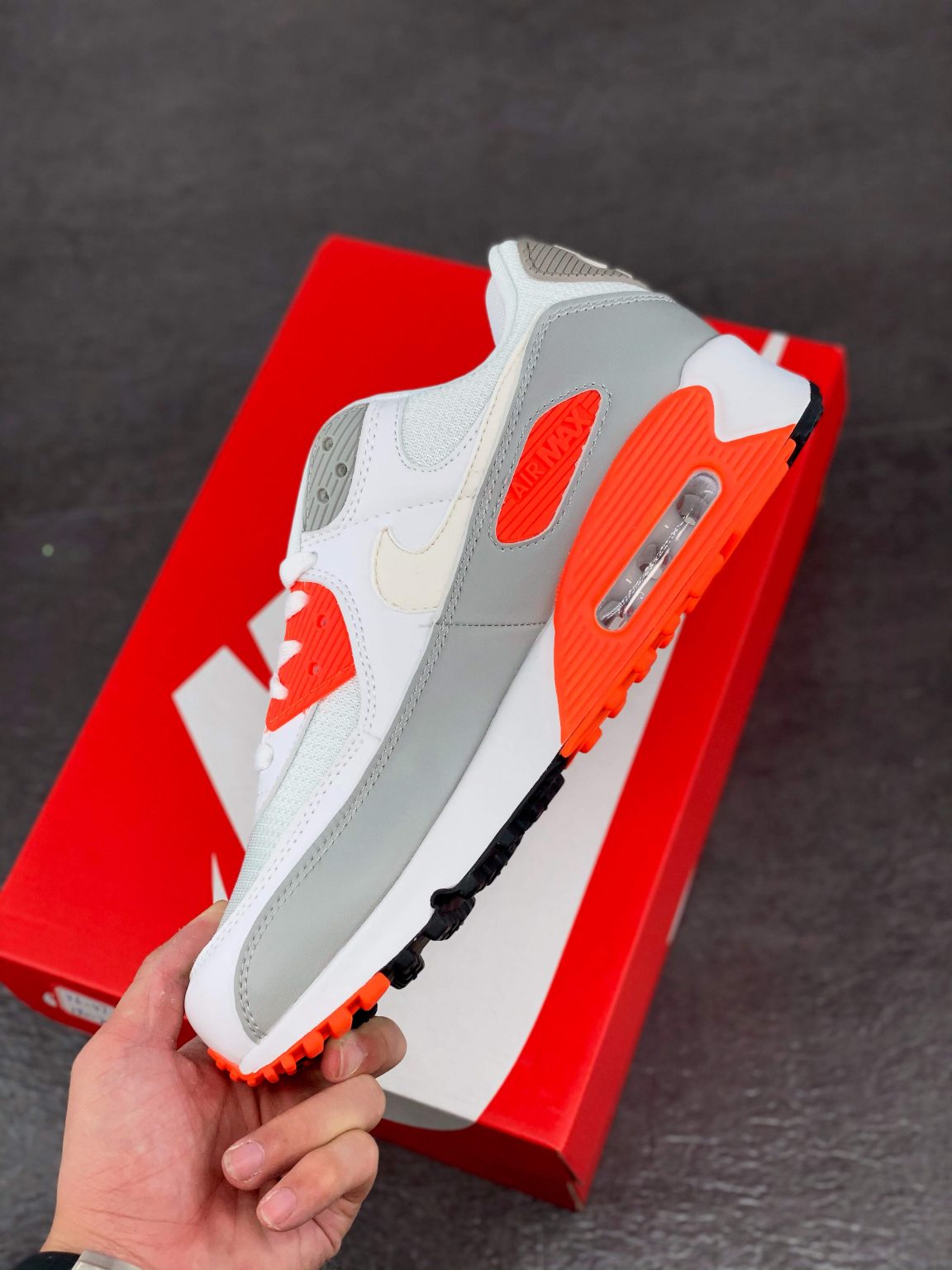 Nike Air Max 90 White/Hyper Orange-Light Smoke Grey For Sale – Sneaker ...