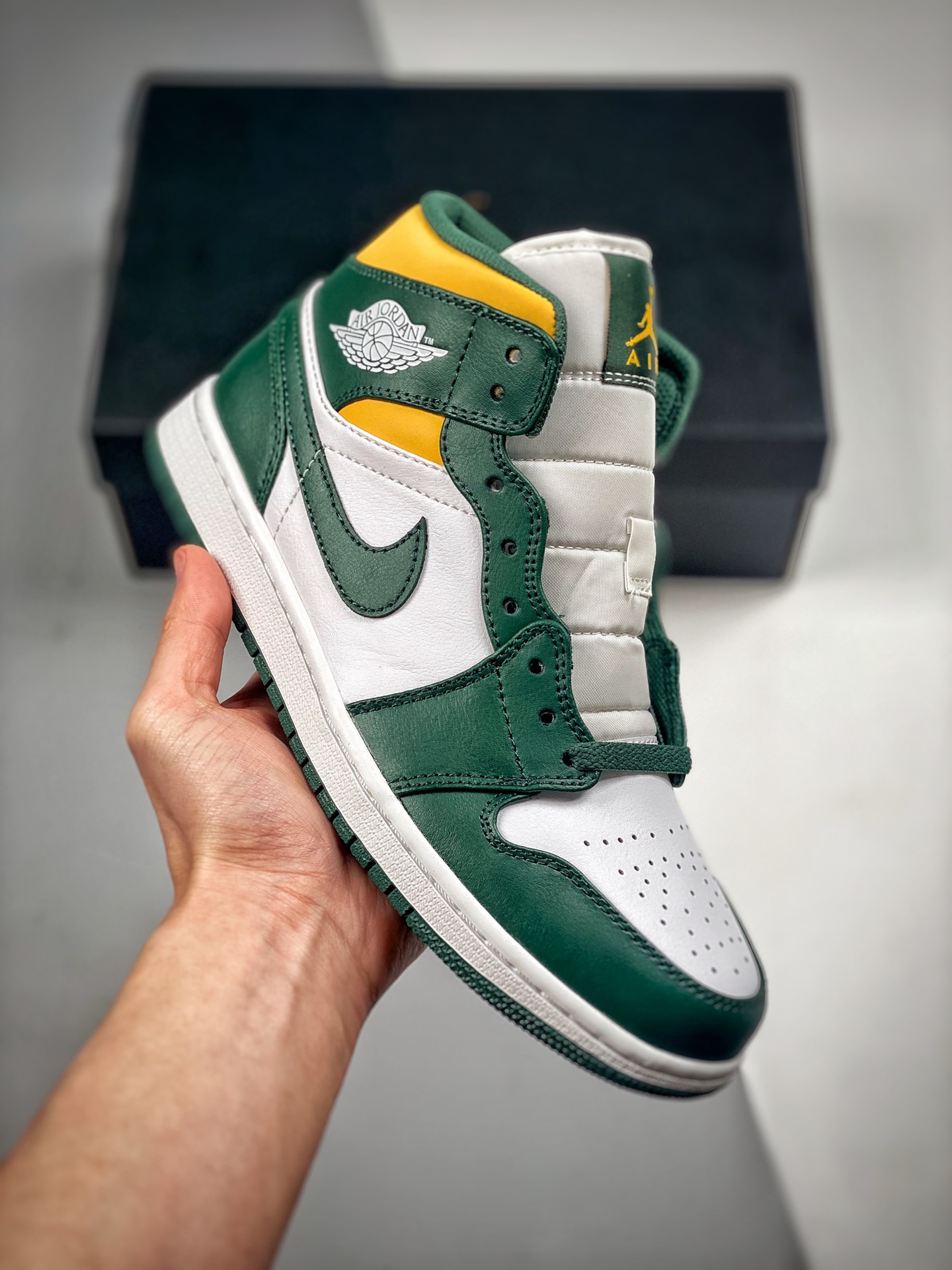 Air Jordan 1 Mid “Seattle Supersonics” Green Yellow For Sale
