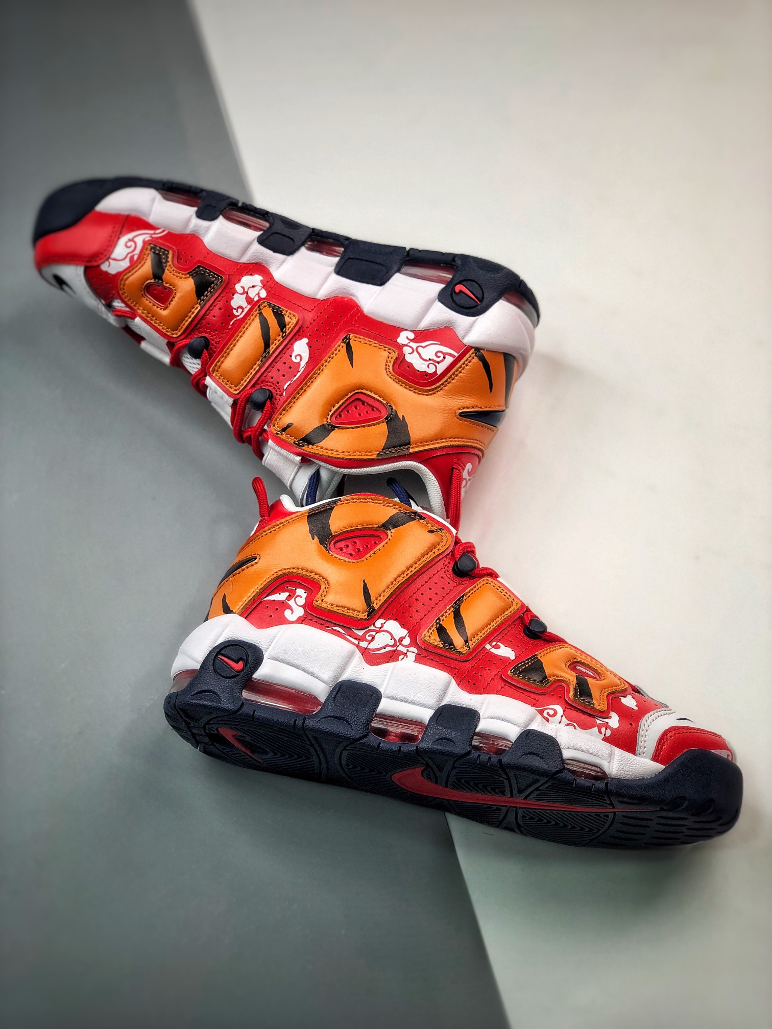 Custom Nike Air More Uptempo White Red Yellow Black – KD10SALE