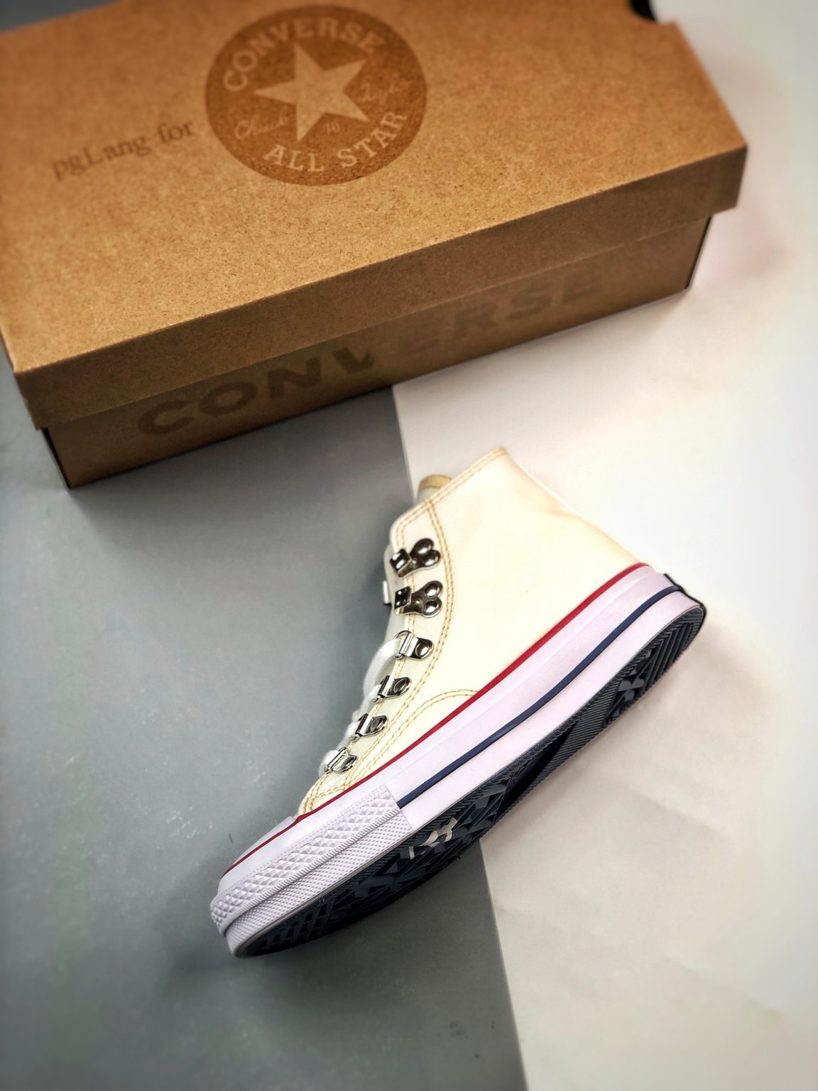 PgLang X Converse Chuck 70 White/Irish Cream-Navy For Sale – Sneaker Hello