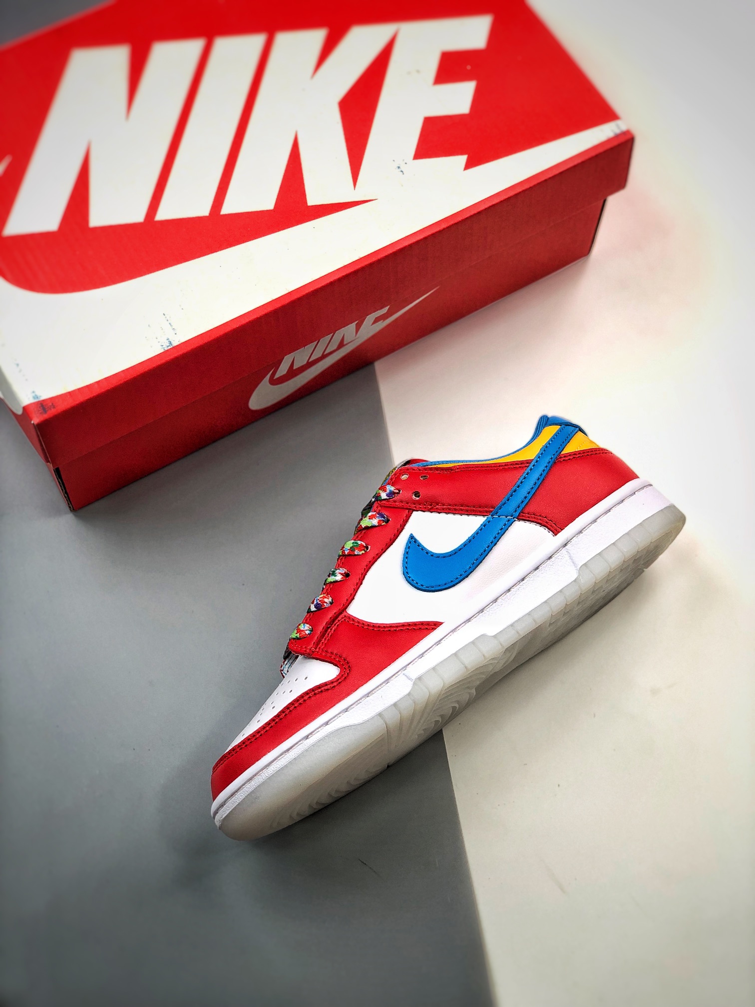 LeBron James X Nike Dunk Low Fruity Pebbles White/Red-Blue DH8009-600 For  Sale – Sneaker Hello