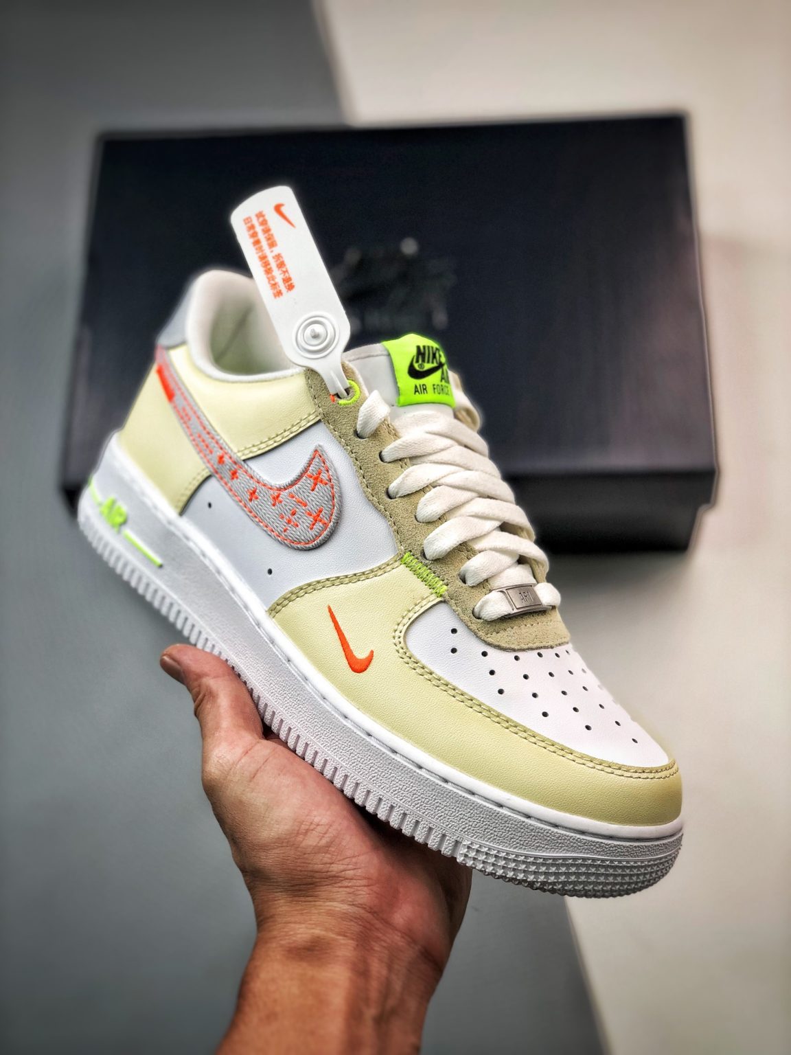 Nike Air Force 1 Low “Just Stitch It” White Tan Neon FB1852-111 For ...