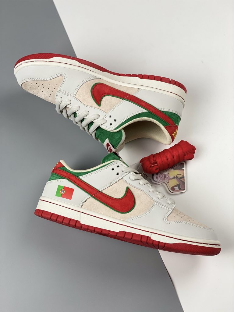 Custom Nike Dunk Low ‘Portugal’ White Grenn Red For Sale – Sneaker Hello